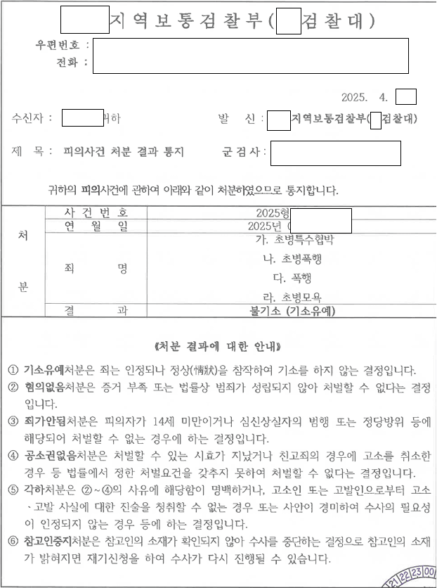 총기로 초병을 위협한 자백 사건, 기소유예 관련 결정문 일부