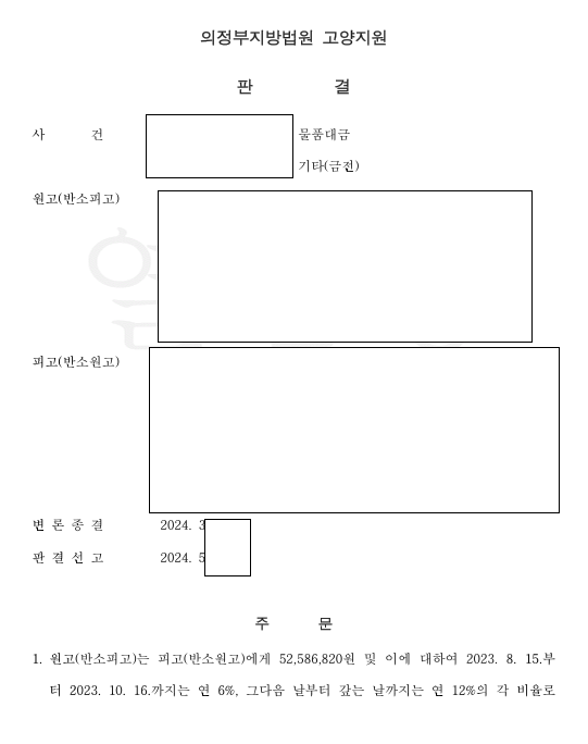 가맹계약 해제 반소 인정된 1심, 항소심에서 뒤집다 관련 결정문 일부