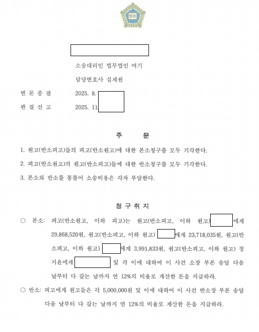 불리한 유사 판결에도 가맹점주 4명의 소송 방어 관련 결정문 일부
