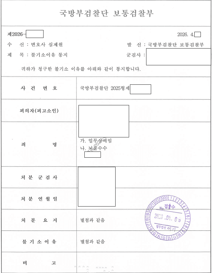 2년에 걸친 업무상배임·뇌물수수 수사, 혐의없음 관련 결정문 일부